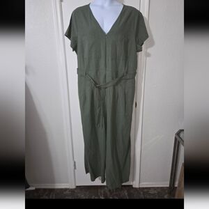 Ava & Viv Olive Green Jumpsuit Wide Straight Leg